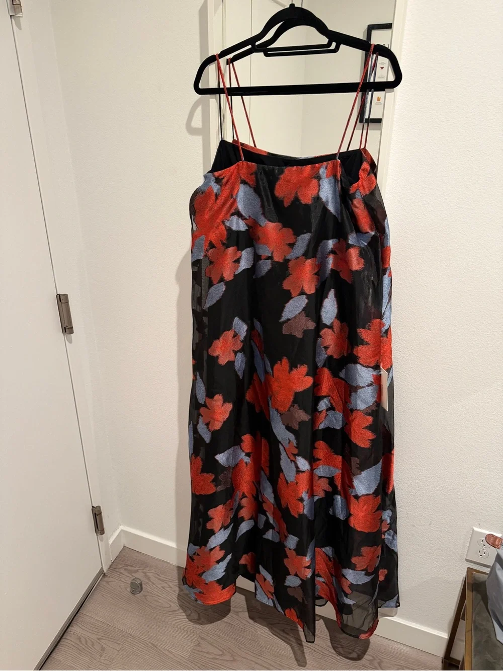 STAUD Satin Organza Delfina Maxi Dress L NWT night garden